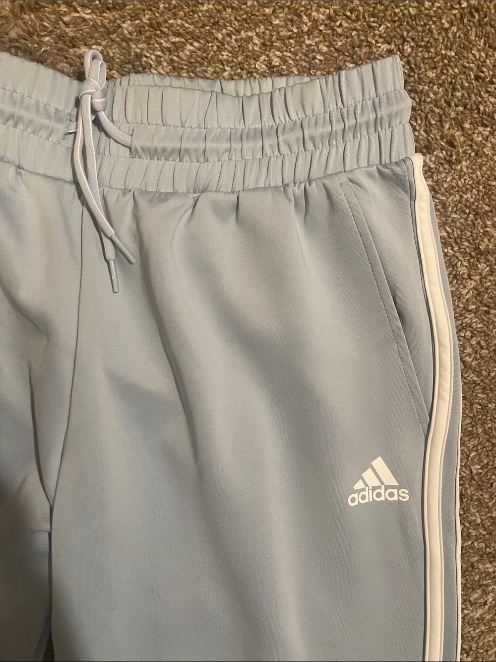 Adidas Light Blue Track Pants with Side Stripes - Picture 3 of 5